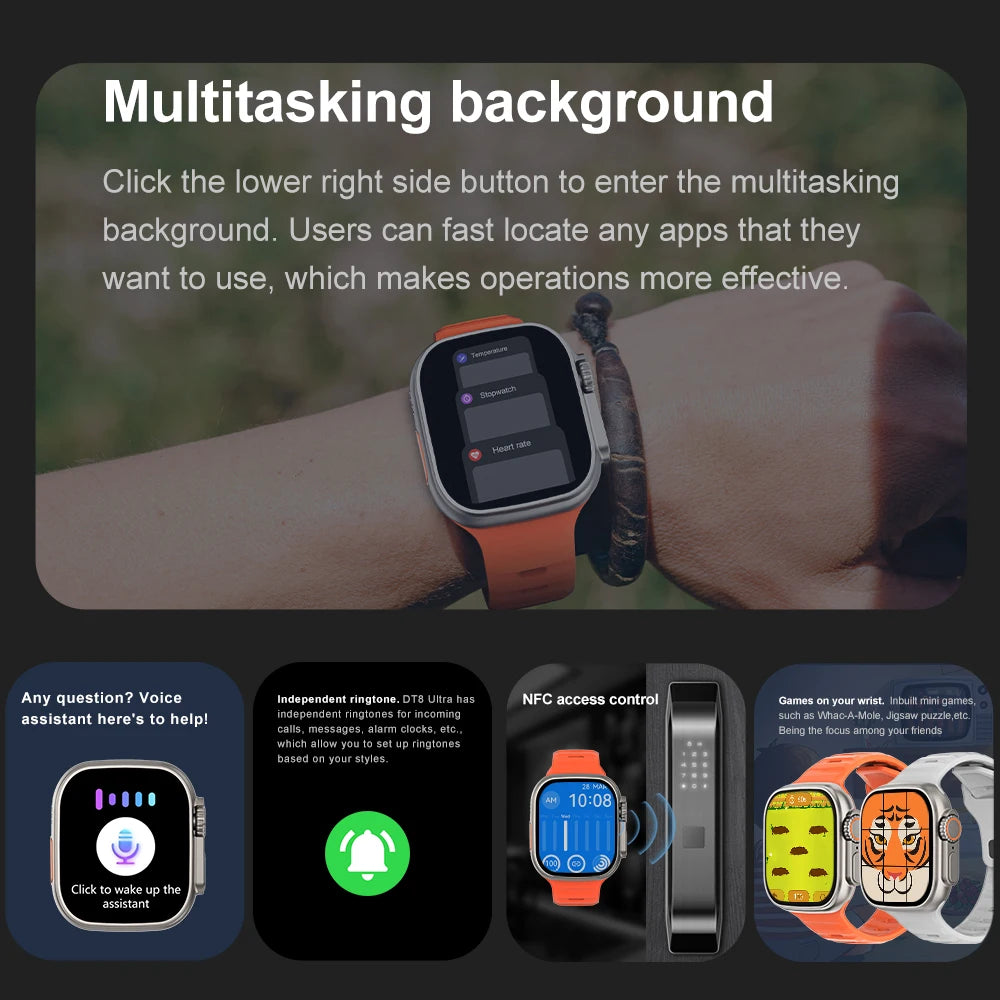 Apple Smart Watch 10 ultra x 3 Pro MAX Gen2 49mm Amoled Screen Smartwatch Refresh Rate Wireless Charging Men Women For Sport