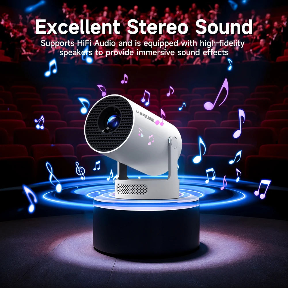 Magcubic Projector Android 11 4K 1280*720P HY300 Pro + Dual Wifi 290ANSI 180°flexible BT5.0 Cinema Outdoor Portable Projector